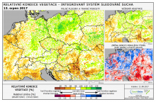 Dopady na vegetaci - Evropa - 13. srpen 2017