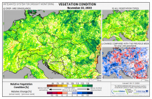 Dopady na vegetaci - Evropa - 22. listopad 2020