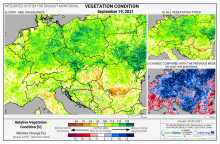 Dopady na vegetaci - Evropa - 19. září 2021