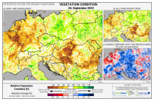 Dopady na vegetaci - Evropa - 4. září 2022