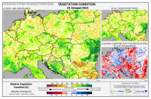 Dopady na vegetaci - Evropa - 24. listopad 2024