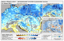 Index půdní vláhy - Evropa - 12. březen 2017