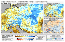 Index půdní vláhy - Evropa - 2. srpen 2020