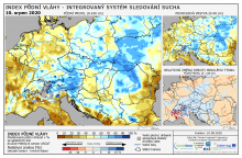 Index půdní vláhy - Evropa - 9. srpen 2020