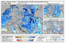 Index půdní vláhy - Evropa - 22. leden 2023